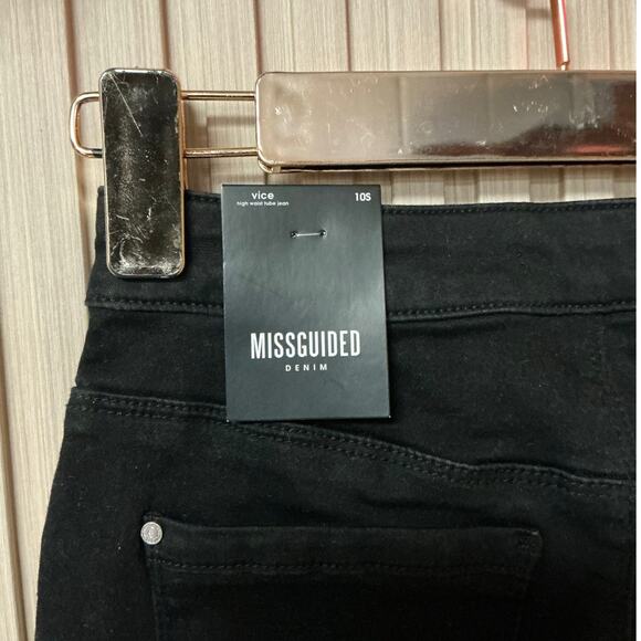 Missguided Vice High-Waisted Slash Knee Skinny Jeans Size US 6S - Picture 5 of 10